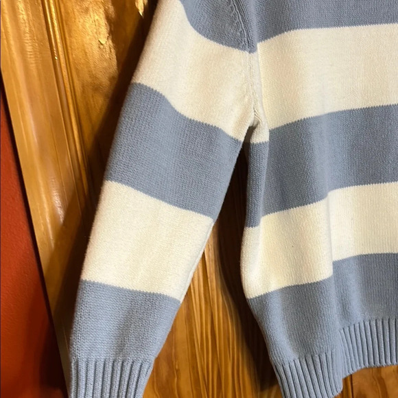 Striped Blue and Cream Women's Sweater - Picture 7 of 12
